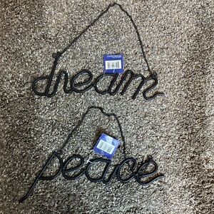 Garden Gate Designs Word Wall Hangings “dream” & “peace” NWT